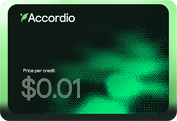 Accordio credit card — $0.01 per credit